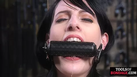 Poor BDSM ballgagged GF whipped and pussytoyed with Hitachi