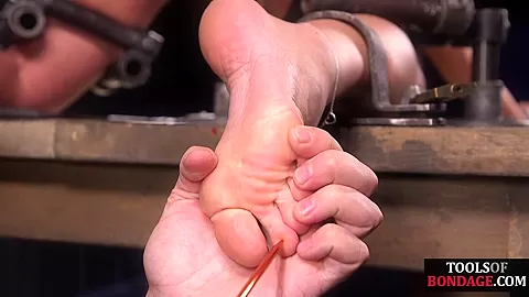 BDSM submissive busty PS MILF feet tormented by CMNF master