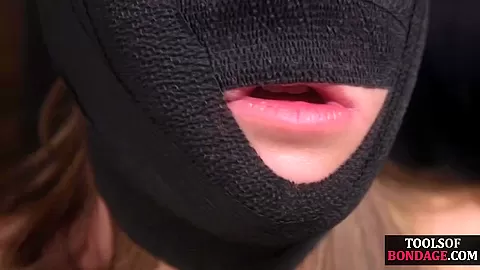 Obedient BDSM masked babe gets whipped by CMNF master
