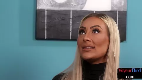 Busty MILF teases Black man who jerks cock on her