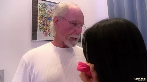 teen 18+ girlfriend gets fucked by old grandpa in her pussy