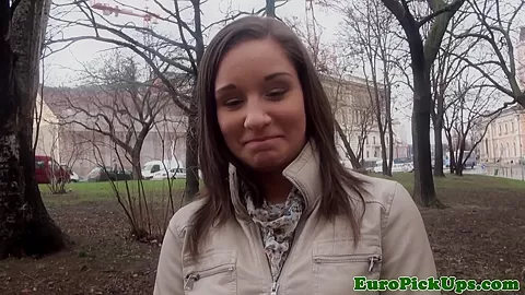 Amateur pulled euro slides cock between tits