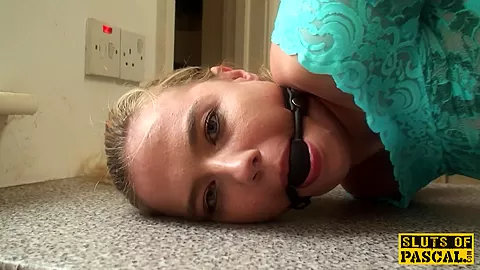 Gagged english sub spanked and throatfucked