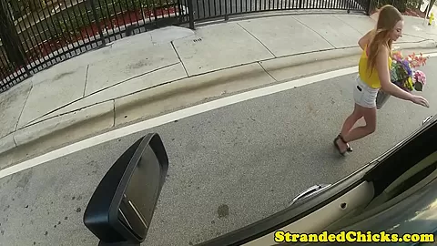 Hitchhiking beauty goes down on driver