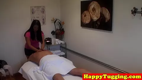 Asian masseuse wanking client