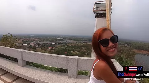 Asian amateur girlfriend sucks and fucks on camera after sight seeing
