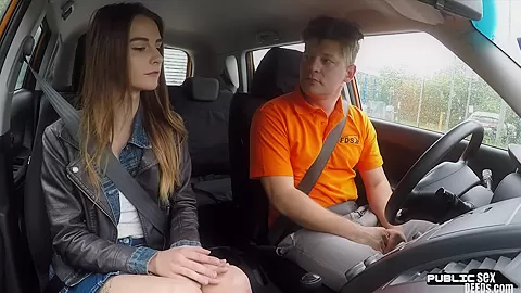 Throatfucked teen 18+ banged outdoor in car by BWC instructor