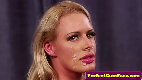 Bigtitted jizz babe tugs out facial cumshot