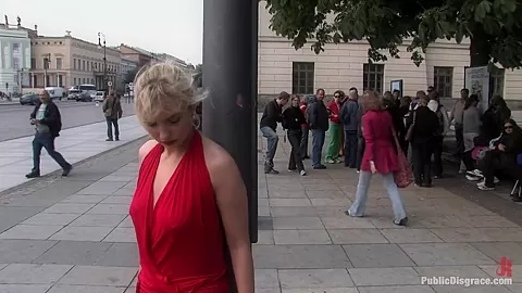 Kitty laughed at and fucked in public