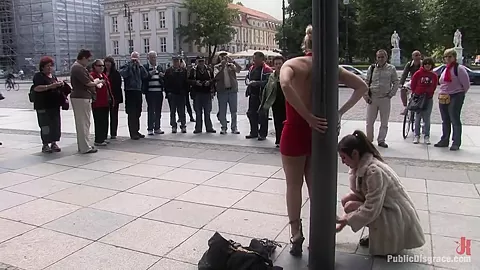 Kitty laughed at and fucked in public