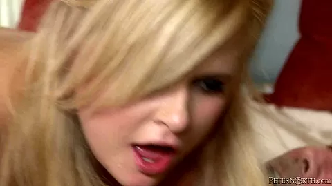 Busty petite blonde plays with a big jock