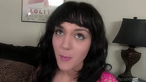 Brunette teen 18+ in fishnets gets a huge load on her face