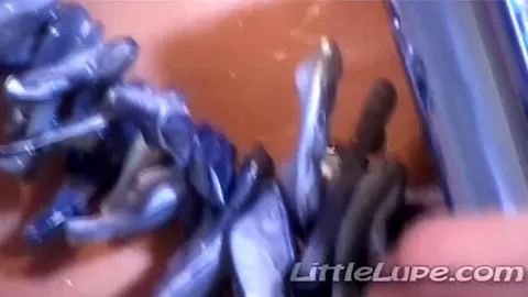Tiny latina showering solo