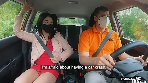 Perkyboobs babe fucked outdoor in car by driving instructor