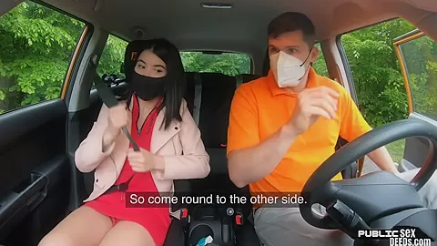 Perkyboobs babe fucked outdoor in car by driving instructor