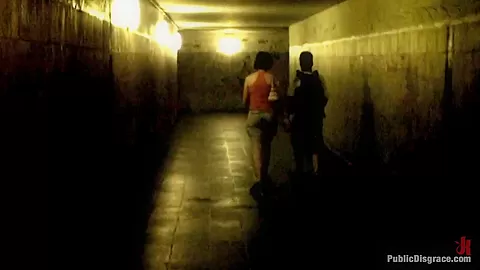 Blonde Babe is Bound and Ass Fucked in Public