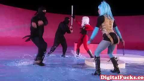 Fantasy ninja babes doggystyled in fourway