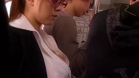 Bigtitted japanese sucking cock in public