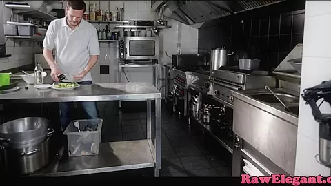 Deepthroating eurobabe assfucked in kitchen