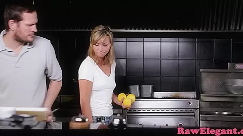 Deepthroating eurobabe assfucked in kitchen