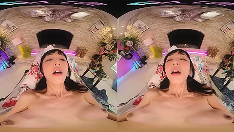 Big titty Asian hottie lets you watch her masturbate in VR