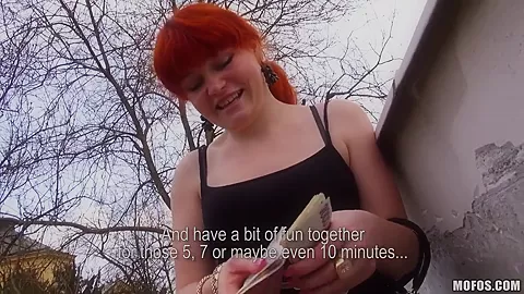 Redhead mature amateur sucks cock outdoor