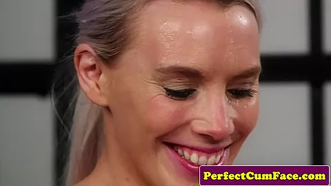 Busty officer babe gets perfect load on face