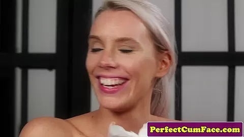 Busty officer babe gets perfect load on face