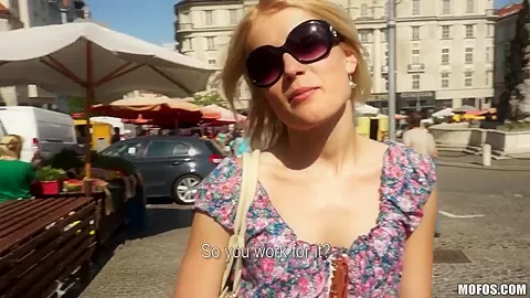 Slim pale blonde Catherine gets filmed in public
