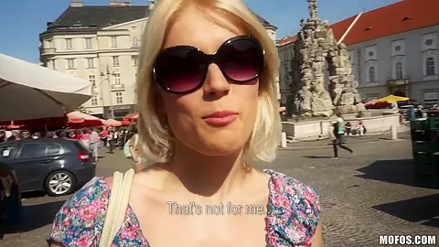 Slim pale blonde Catherine gets filmed in public