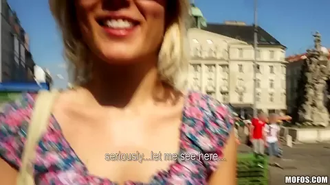 Slim pale blonde Catherine gets filmed in public