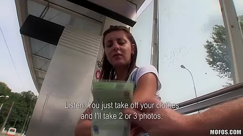 Sexy slut Petra gives blowjob for money