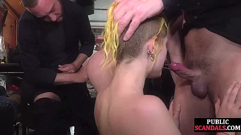 Latinas publicly throatfucked and buttspanked in orgy