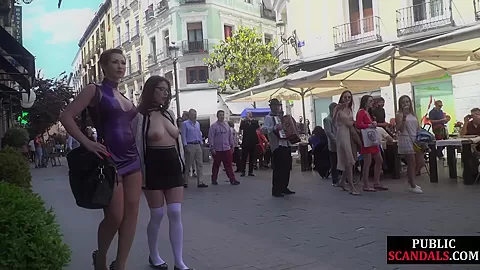 Useless babe humiliated in public by her lezdom lady