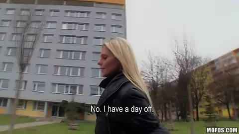 Blondie Katka was offered money to give dude a lusty blowjob