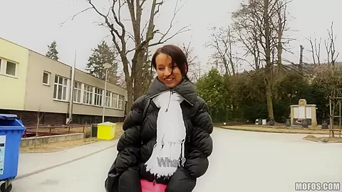 Czech lass Martina talked into public tit-showing