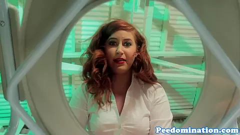 Harsh dominatrix teases toiletsub with pee