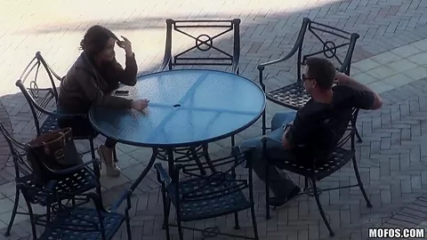 A beautiful girl is stood up by a real loser