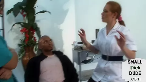 CFNM nurses in uniforms n with gloves jerk small black dick