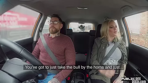 Busty tattooed MILF publicly pussyfucked outdoor in the car