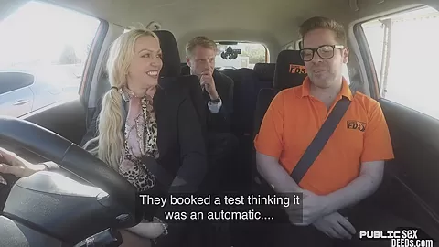 Busty MILF in stockings outdoor and in car fucked by hubby