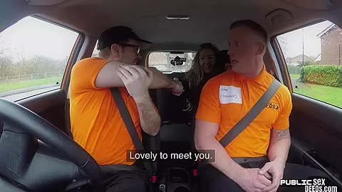 Busty MILF publicly fucked by car instructor outdoor