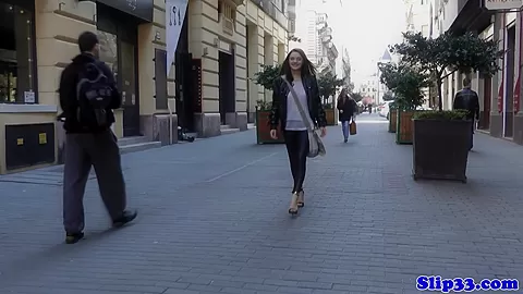 Beautiful eurobabe blows old male at casting