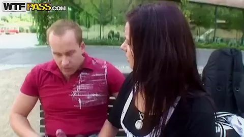Horny babe sucks and gets nailed outside