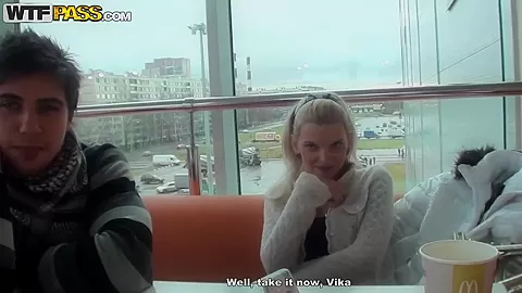 Tight ass blonde Kamila takes on two cocks in pov