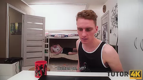 TUTOR4K. Smart aleck spills tea on mature teacher's dress and seduces her