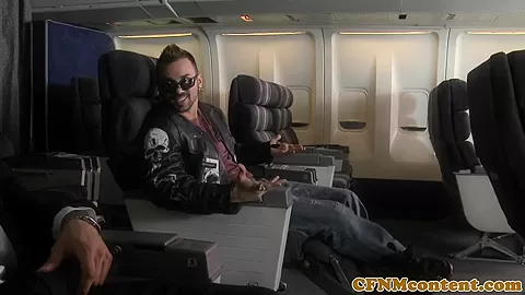 Assfucked CFNM stewardess joins mile high club