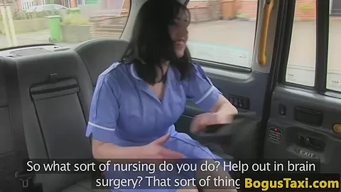 Brit taxi nurse deepthroating cabbies cock