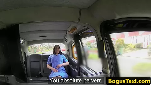 Brit taxi nurse deepthroating cabbies cock