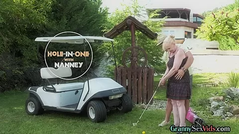 Lusty Grandma gets fucked in greedy cunt outdoor by neighbor